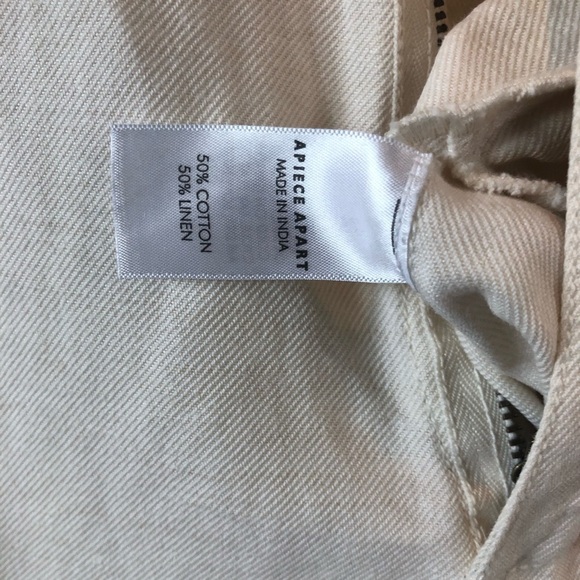 APiece Apart Cream Zip Front Linen Blend Jumpsuit Coveralls with Pockets Azore - Picture 6 of 11